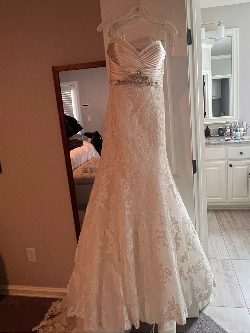 Casablanca Wedding Dress 2161- Ivory
 Lace Bridal Gown with Beaded Waist